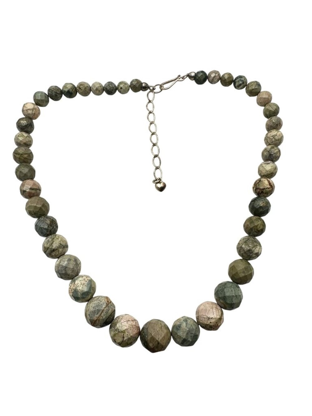 Jay King Necklace Mine Finds Green Gemstone Sterling Silver Necklace 16 - 18"